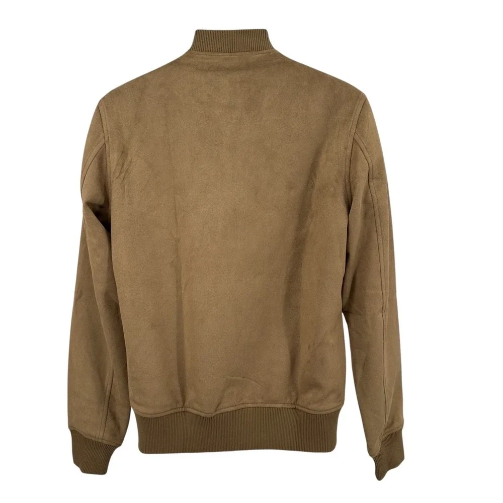 PX CLOTHING Bomber Jacket Brown Faux Suede Full Zipper Front Men's Small